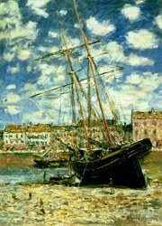 Bateau échoué à marée basse